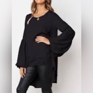 Express black Semi Sheer Balloon sleeve blouse size large